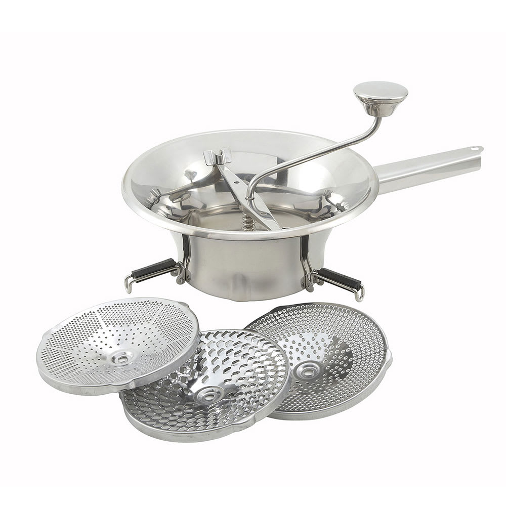 Winco SVM-9 2 qt Food Mill w/ 2 Dishes, 9" Diam.