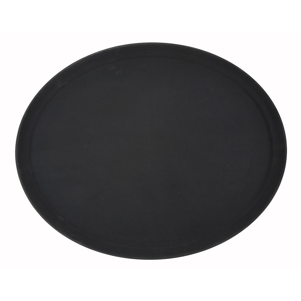 Winco TFG-2622K Oval Serving Tray - 26" x 22", Fiberglass, Black