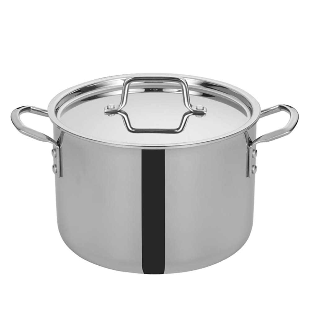 Winco TGSP-8 8 qt Stainless Steel Stock Pot w/ Cover - Induction Ready