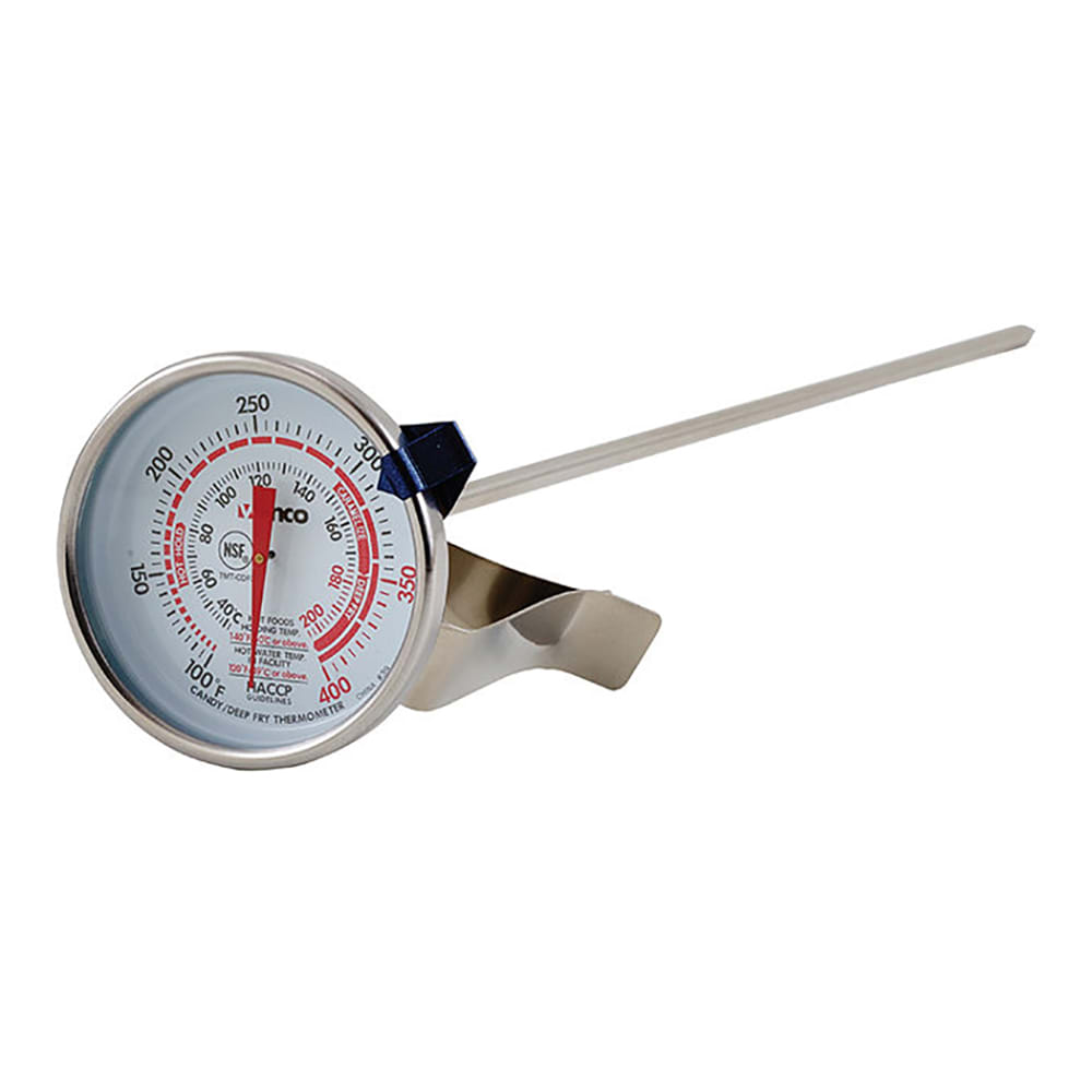 Winco TMT-CDF3 Dial Type Candy Deep Fry Thermometer w/ 100 to 400 Temperature Range
