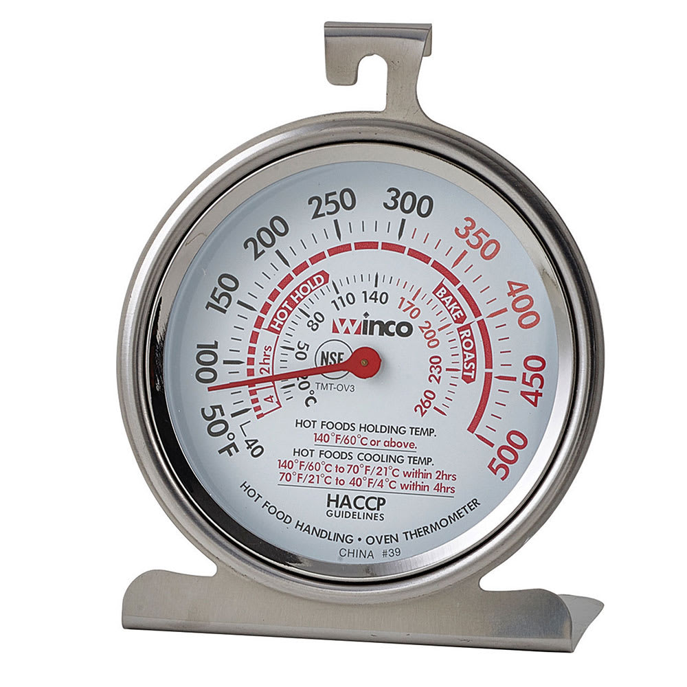 Winco TMT-OV3 3" Dial Type Oven Thermometer, Temp Range 50 to 500 F