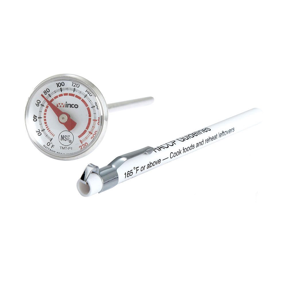 Winco TMT-P1 1" Dial Type Pocket Thermometer w/ 5" Stem, 0 to 220 Degrees F