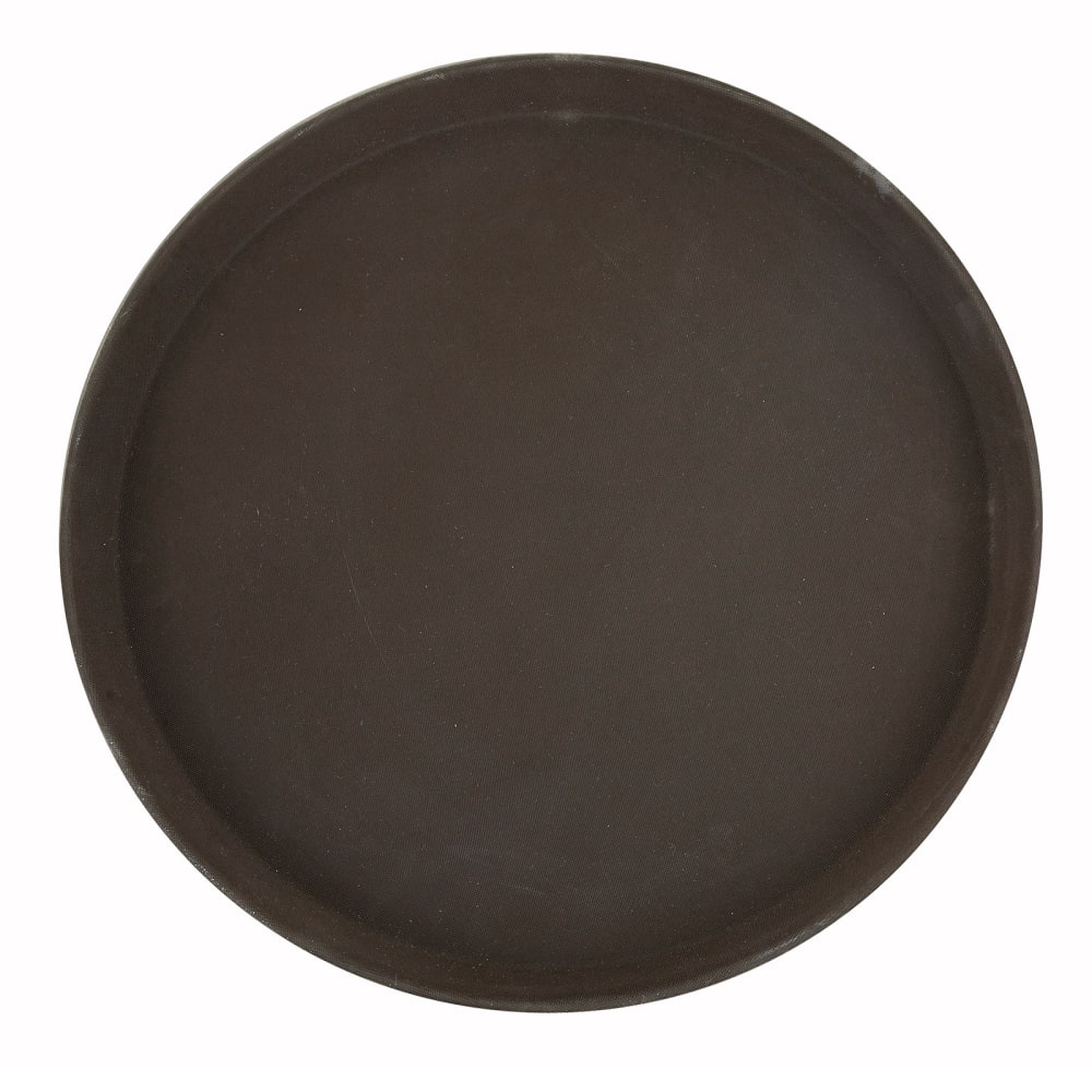 Winco TRH-14 14" Round Serving Tray - Plastic, Brown