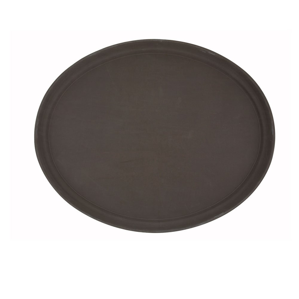 Winco TRH-2722 Oval Serving Tray - 22" x 27", Plastic, Brown
