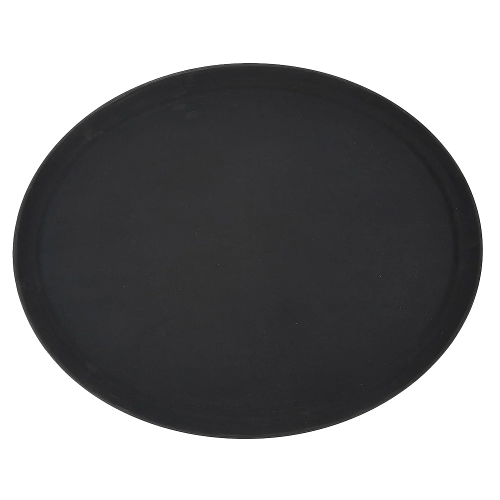Winco TRH-2722K Oval Serving Tray - 27" x 22", Plastic w/ Rubber Lining, Black