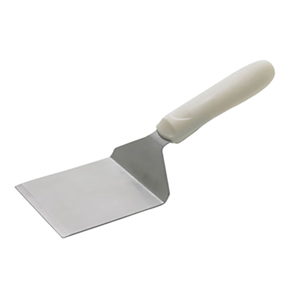 Winco TWP-41 4 1/8" x 3 3/4" Turner w/ White Polypropylene Handle, Stainless Steel