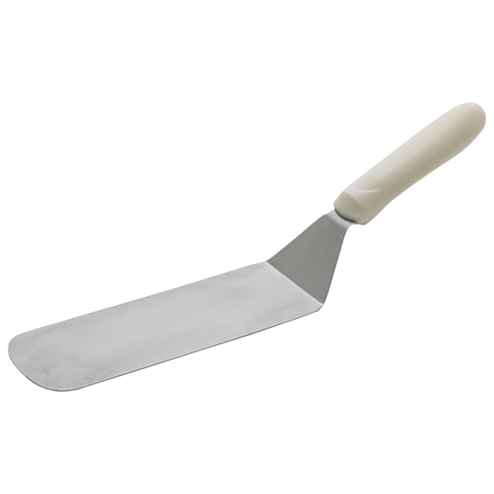 Winco TWP-90 8 1/4" x 2 7/8" Turner w/ White Polypropylene Handle, Stainless Steel