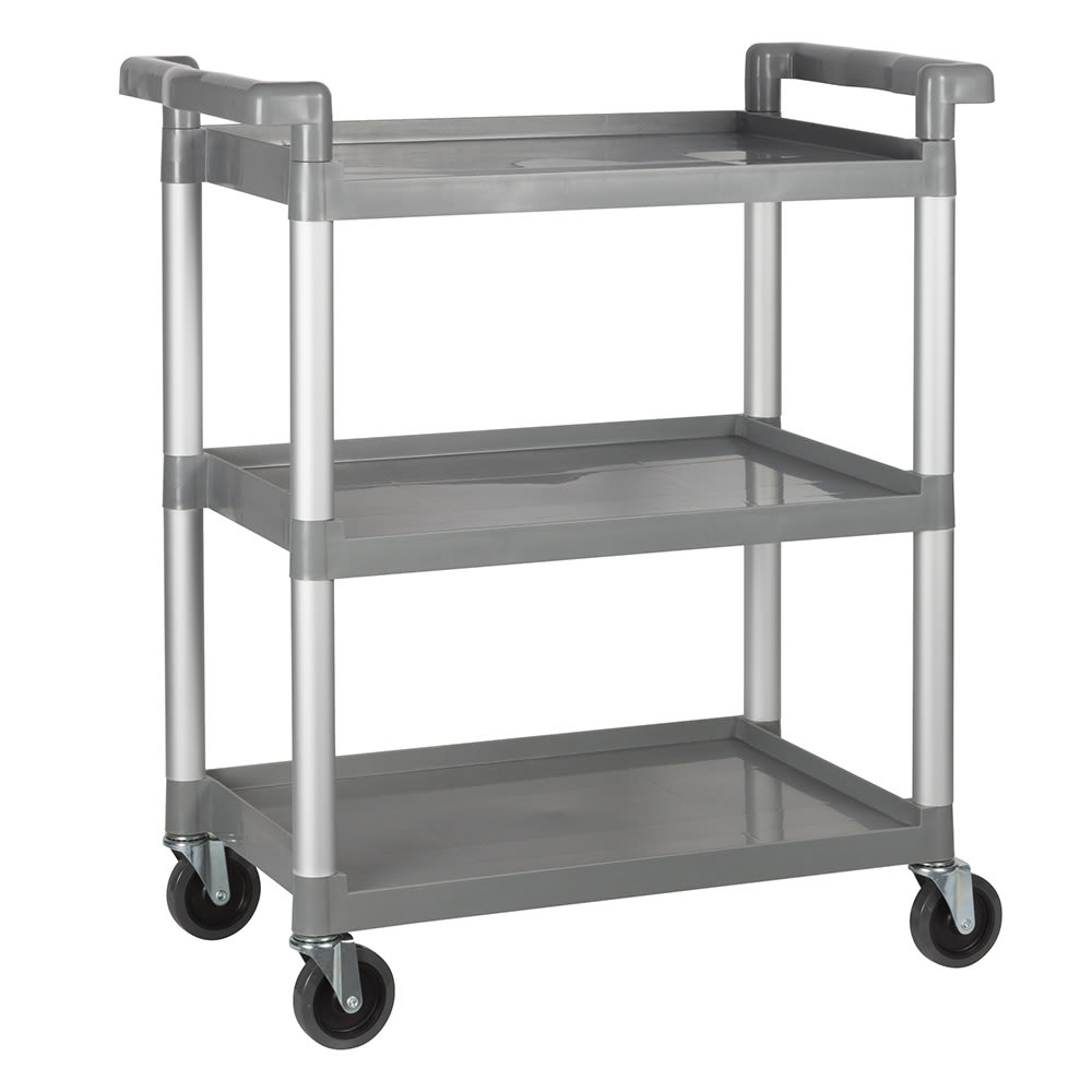 Winco UC-2415G 3 Level Plastic Utility Cart w/ 330 lb Capacity, Raised Ledges