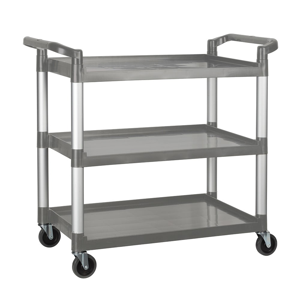 Winco UC-3019G 3 Level Plastic Utility Cart w/ 400 lb Capacity, Raised Ledges
