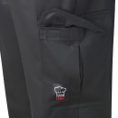 Winco UNF-11KM Cargo Chef's Pants w/ Elastic Waist & Drawstring - Poly/Cotton, Black, Medium thumbnail 2