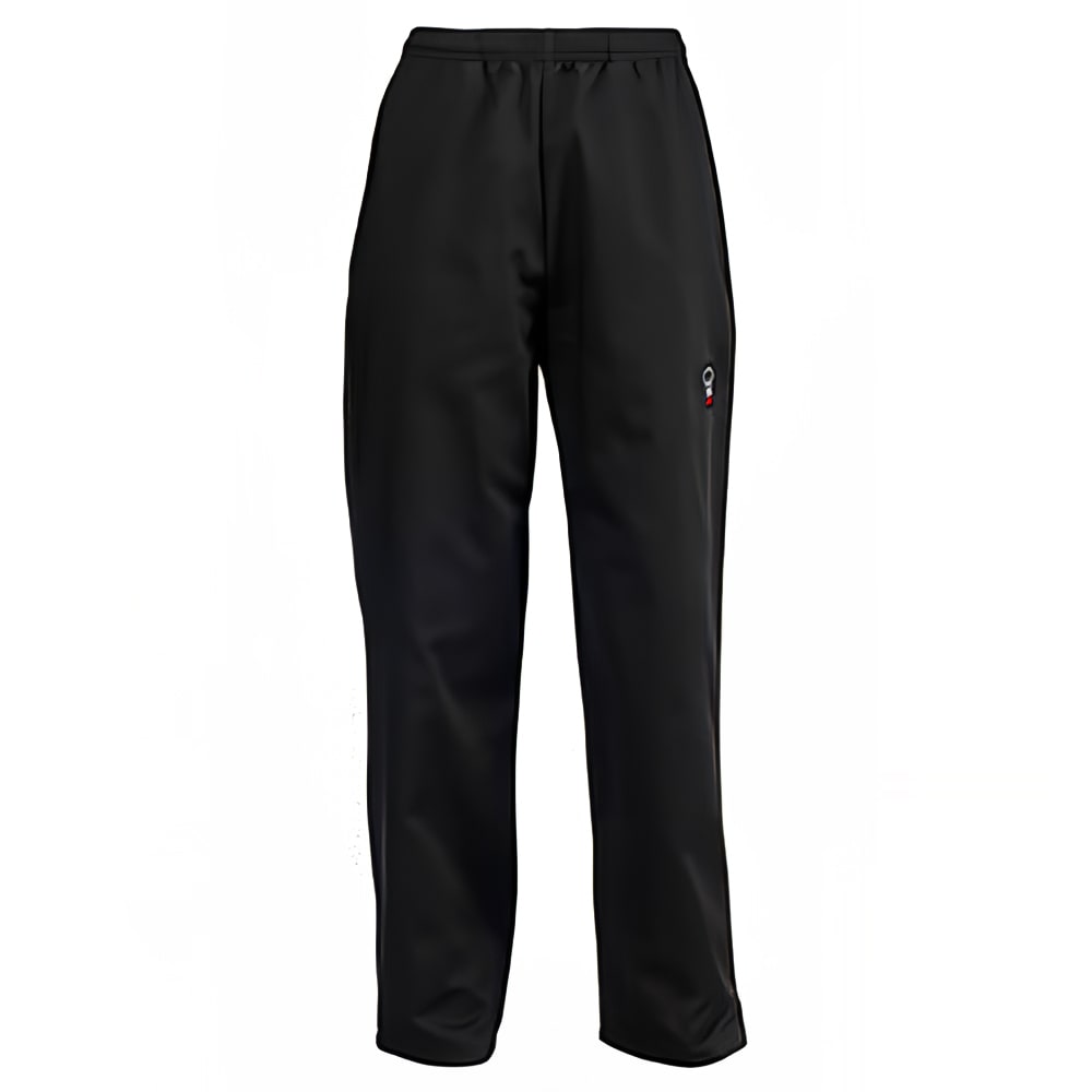 Winco UNF-2KM Newbury Chef's Pants w/ Elastic Waist & Drawstring - Poly/Cotton, Black, Medium