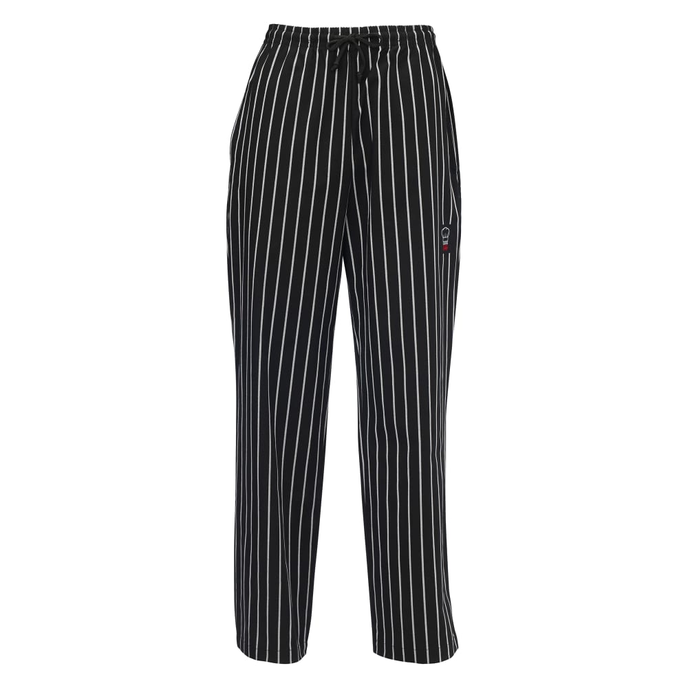 Winco UNF-3CL Poly Cotton Chef Pants, Large, Chalk Stripe