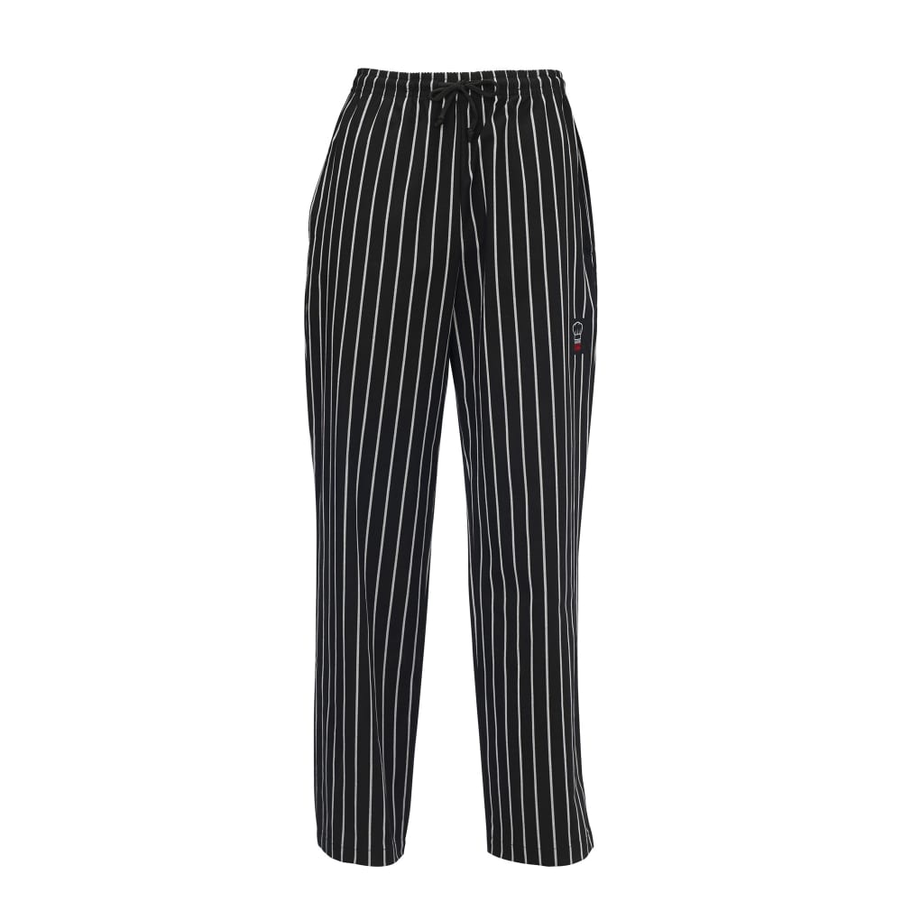 Winco UNF-3CM Poly Cotton Chef Pants, Medium, Chalk Stripe