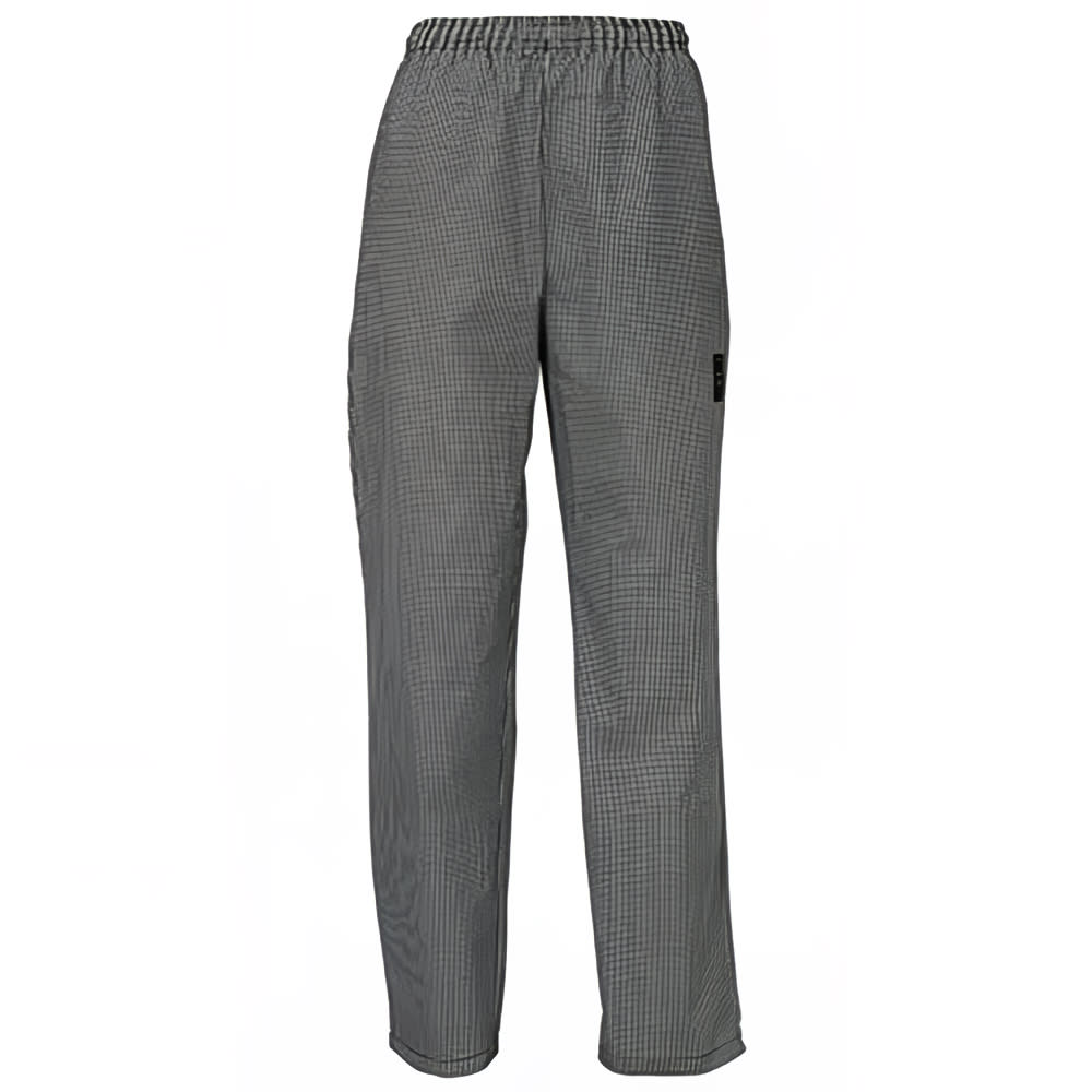 Winco UNF-4KXL Newbury Chef's Pants w/ Elastic Waist & Drawstring - Poly/Cotton, Houndstooth, X-Large