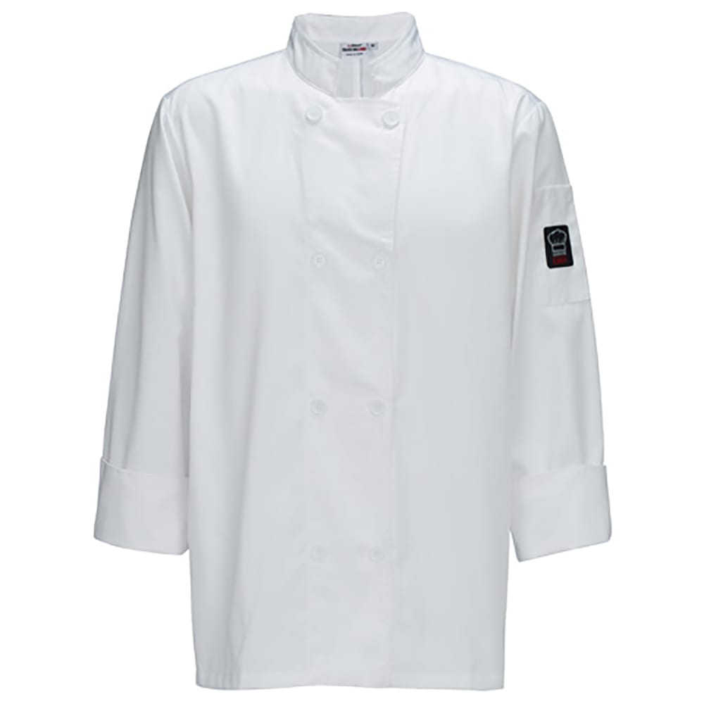 Winco UNF-6W3XL Mulholland Chef's Jacket w/ Long Sleeves - Poly/Cotton, White, 3X