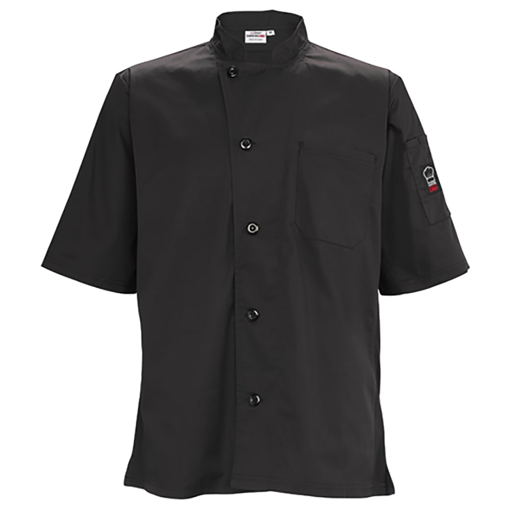 Winco UNF-9KXL Broadway Ventilated Chef's Shirt w/ Short Sleeves - Poly/Cotton, Black, X-Large