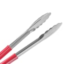 Winco UT-12HP-R 12"L Stainless Utility Tongs, Red thumbnail 4