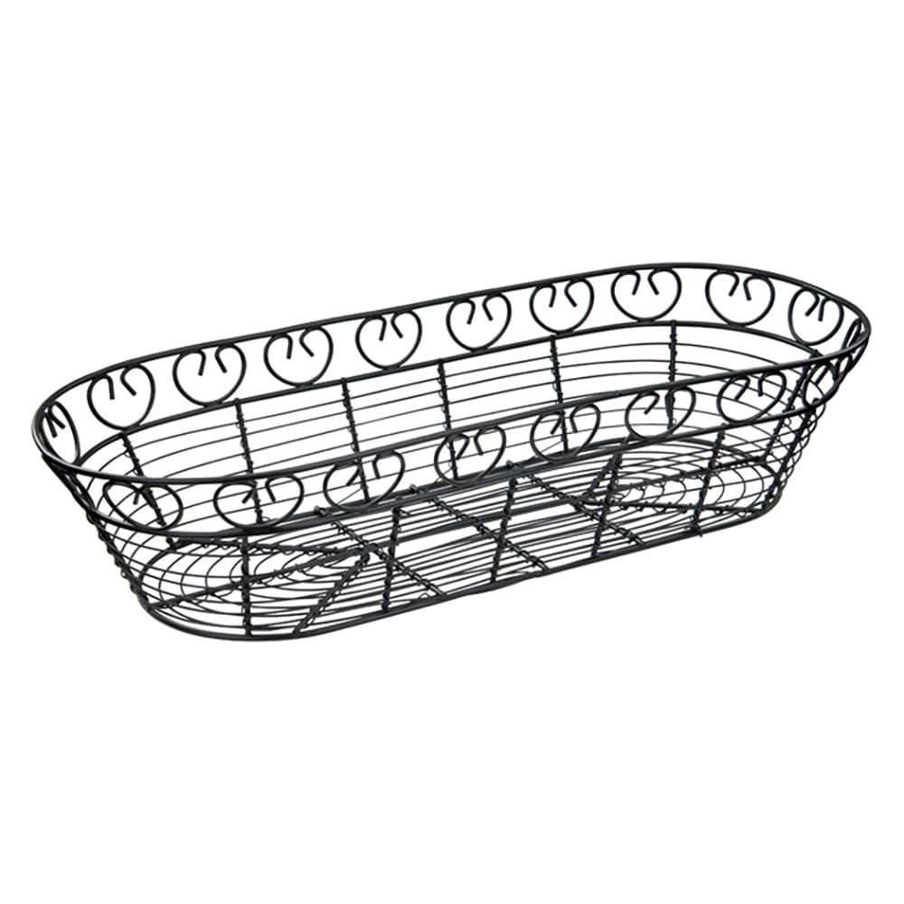 Winco WBKG-15 Oblong Bread/Fruit Basket, 15 x 6 1/2" X 3"H, Black Wire