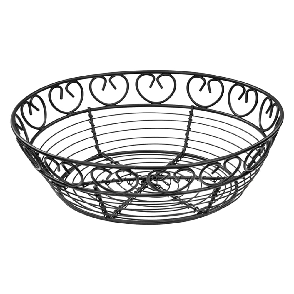 Winco WBKG-8R 8" Round Bread Fruit Basket w/ Wire Construction, Black