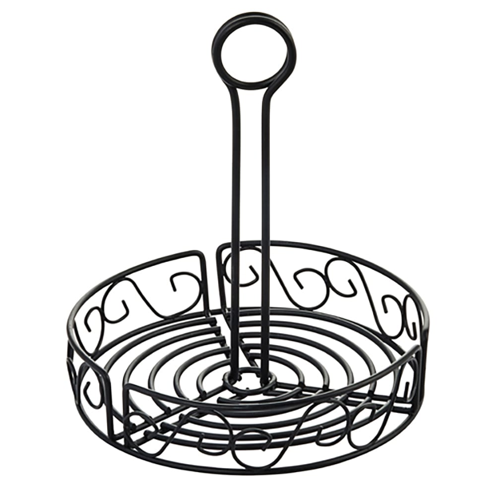 Winco WBKH-7R Round Condiment Caddy - Wire, Black