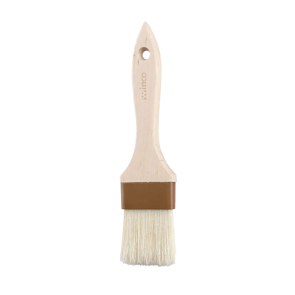 Winco WFB-20 2" Flat Pastry Basting Brush w/ Boar Hair Bristles & Wooden Handle