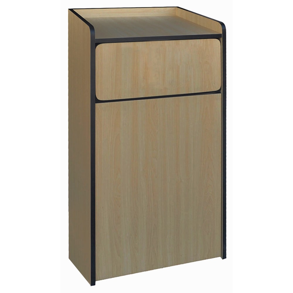 Winco WR-35 35 gal Indoor Decorative Trash Can - Wood, Natural