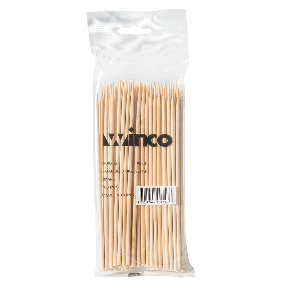 Winco WSK-06 6" Bamboo Skewers