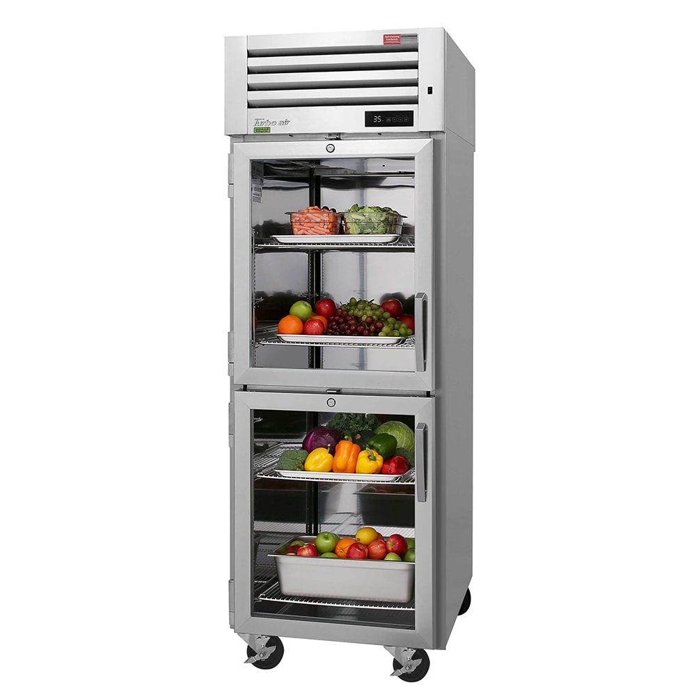 Turbo Air PRO-26-2R-GS-PT-N 28 3/4" One Section Pass Thru Refrigerator, (2) Glass Doors, (2) Solid Doors, Right Hinge, 115v