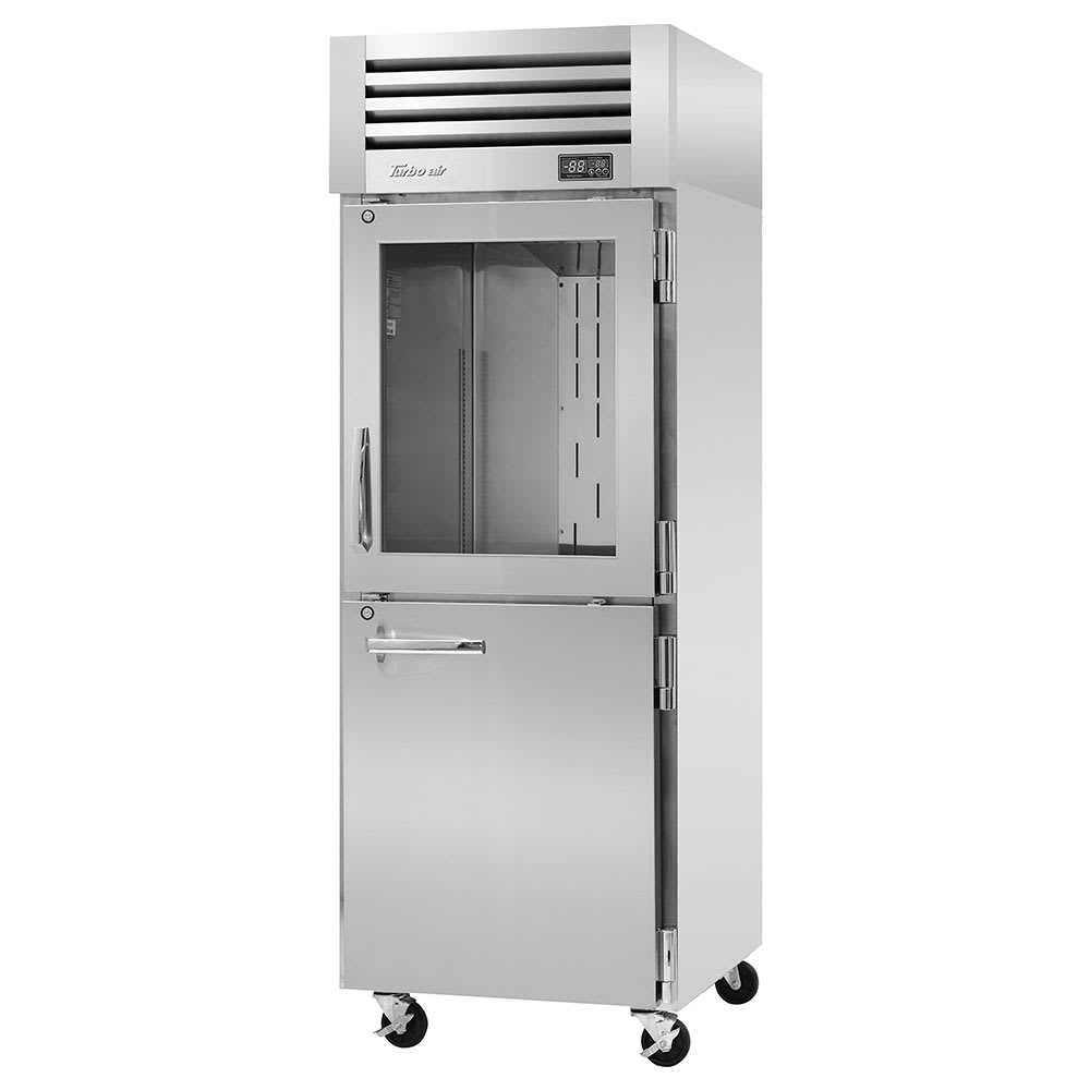Turbo Air PRO-26R-GSH-N 28 3/4" One Section Reach In Refrigerator, (1) Solid Door & (1) Glass Door, Right Hinge, 115v
