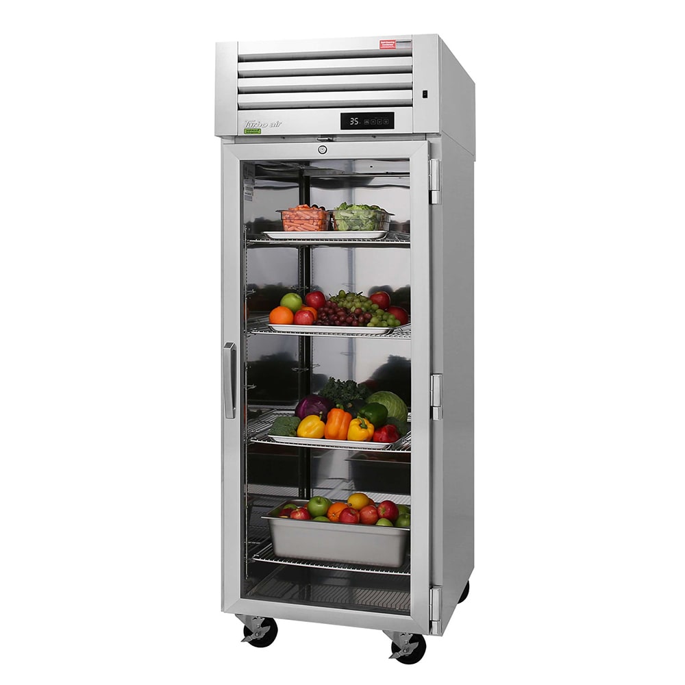 Turbo Air PRO-26R-GS-PT-N 28 3/4" One Section Pass Thru Refrigerator, (1) Glass Door, (1) Solid Door, Right Hinge, 115v