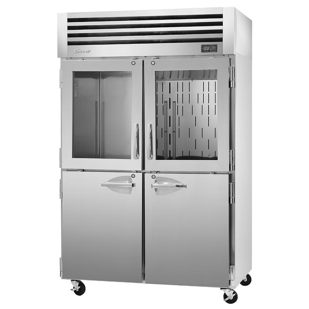 Turbo Air PRO-50R-GSH-N 52" Two Section Reach In Refrigerator, (2) Solid Doors & (2) Glass Doors, Left/Right Hinge, 115v