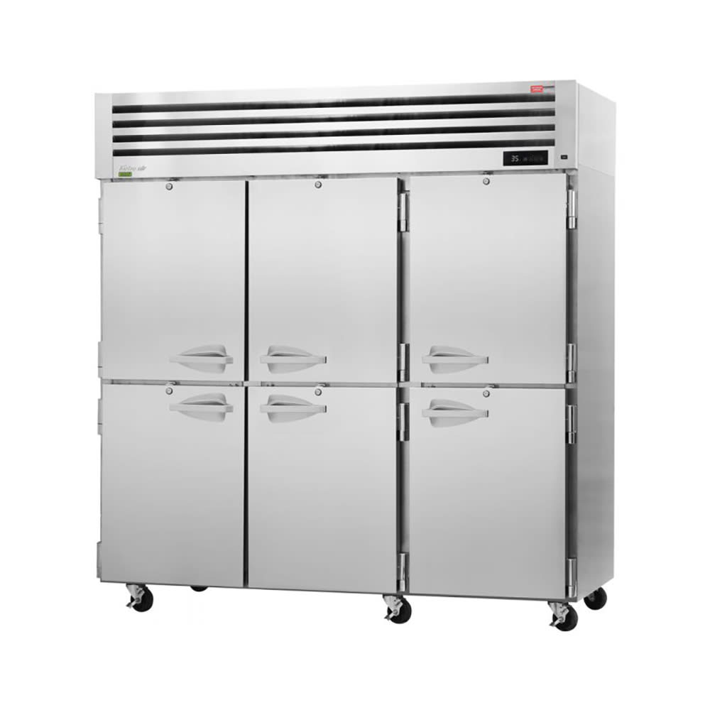 Turbo Air PRO-77-6R-N 77 3/4" Three Section Reach In Refrigerator, (6) Left/Right Hinge Solid Doors, 115v