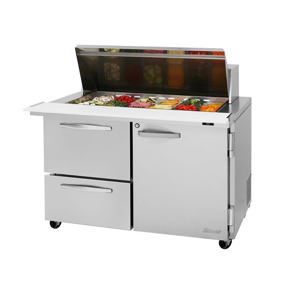 Turbo Air PST-48-18-D2R-N 48 1/4" PRO Series Mega Top Sandwich/Salad Prep Table w/ Refrigerated Base, 115v