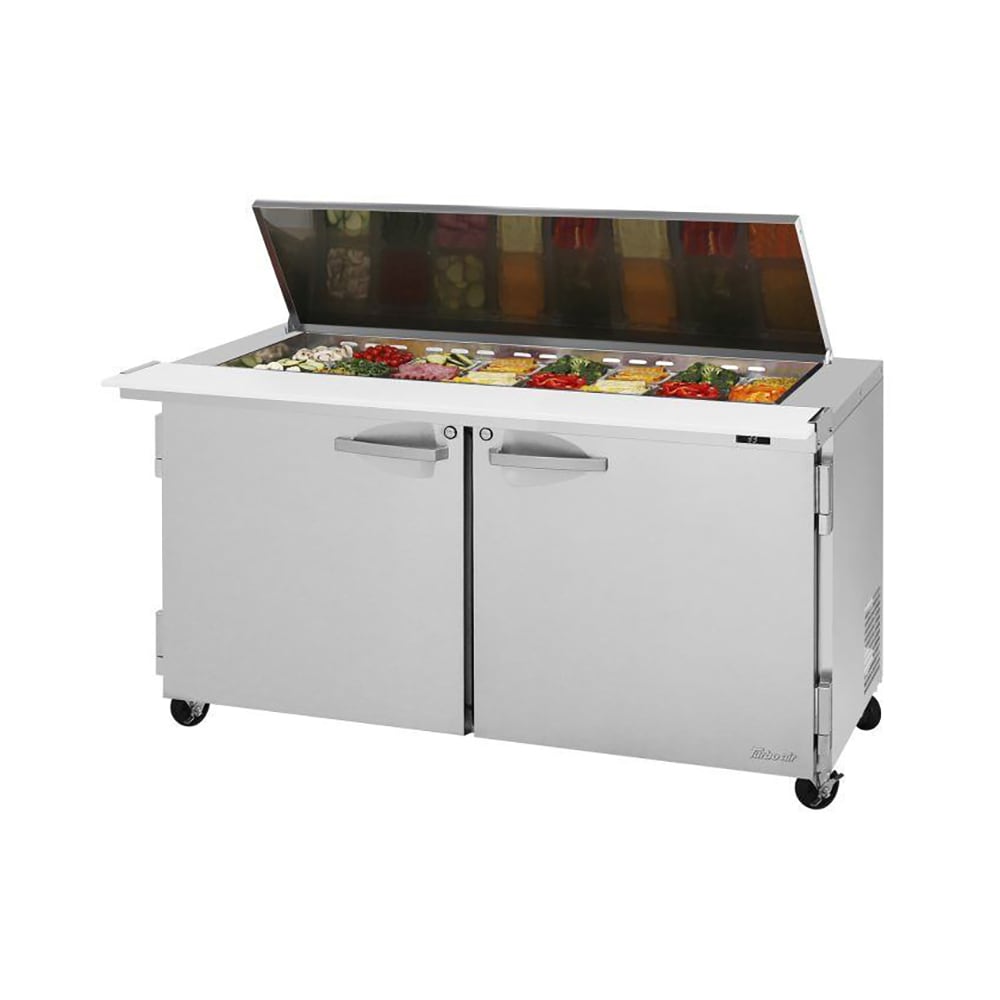 Turbo Air PST-60-24-N-FL 60 1/4" PRO Series Mega Top Sandwich/Salad Prep Table w/ Refrigerated Base, 115v