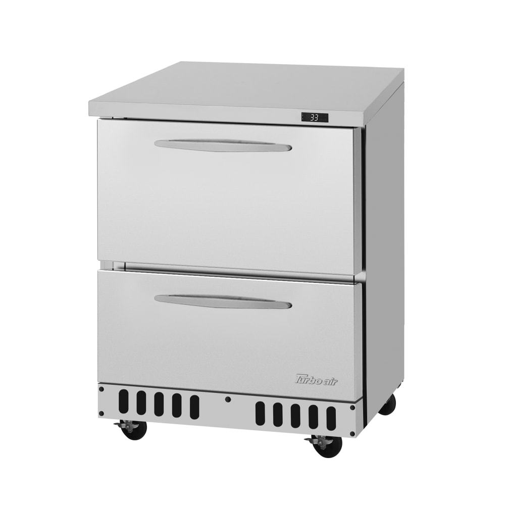 Turbo Air PUR-28-D2-FB-N 27 1/2" W Undercounter Refrigerator w/ (1) Section & (2) Drawers, 115v