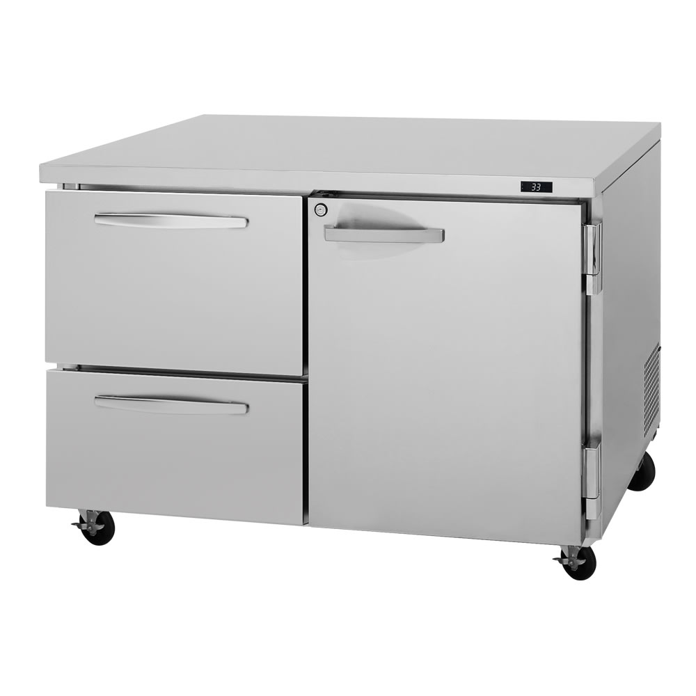Turbo Air PUR-48-D2R(L)-N 48 1/4" W Undercounter Refrigerator w/ (2) Sections & (1) Door & (2) Drawers, 115v