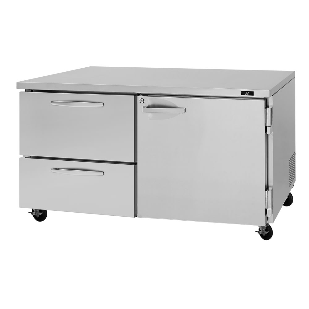 Turbo Air PUR-60-D2R(L)-N 60 1/4" W Undercounter Refrigerator w/ (2) Sections & (1) Door & (2) Drawers, 115v