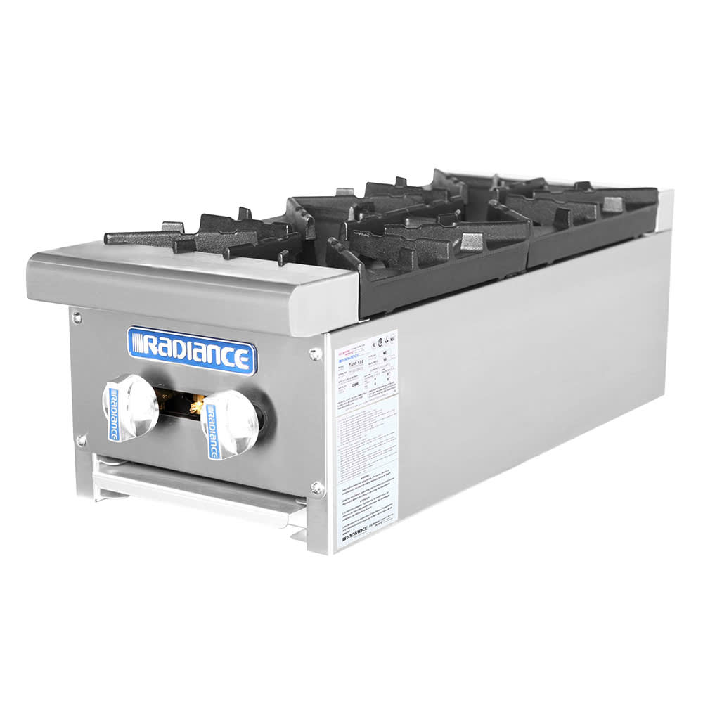 Turbo Air TAHP-12-2 12" Gas Hotplate w/ (2) Burners & Manual Controls, Natural Gas