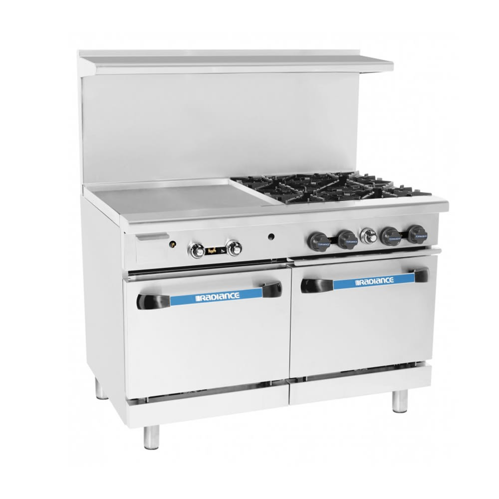 Turbo Air TARG-24G6B 60" 6 Burner Gas Range w/ Griddle & (2) Standard Ovens, Liquid Propane