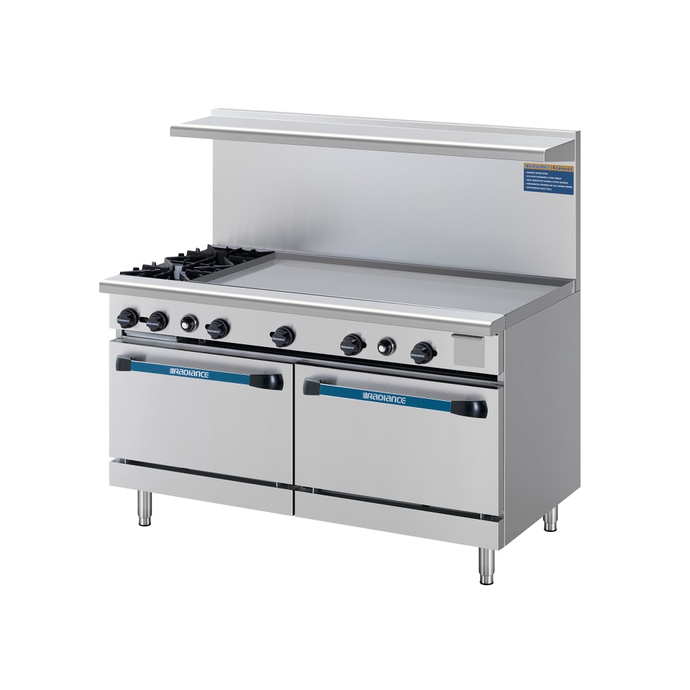 Turbo Air TARG-2B48G 60” 2 Burner Gas Range w/ Griddle & (2) Standard Ovens, Natural Gas