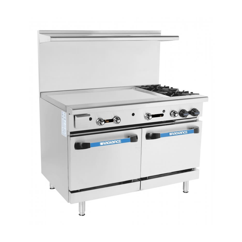 Turbo Air TARG-36G2B 48" 2 Burner Gas Range w/ Griddle & (2) Standard Ovens, Natural Gas