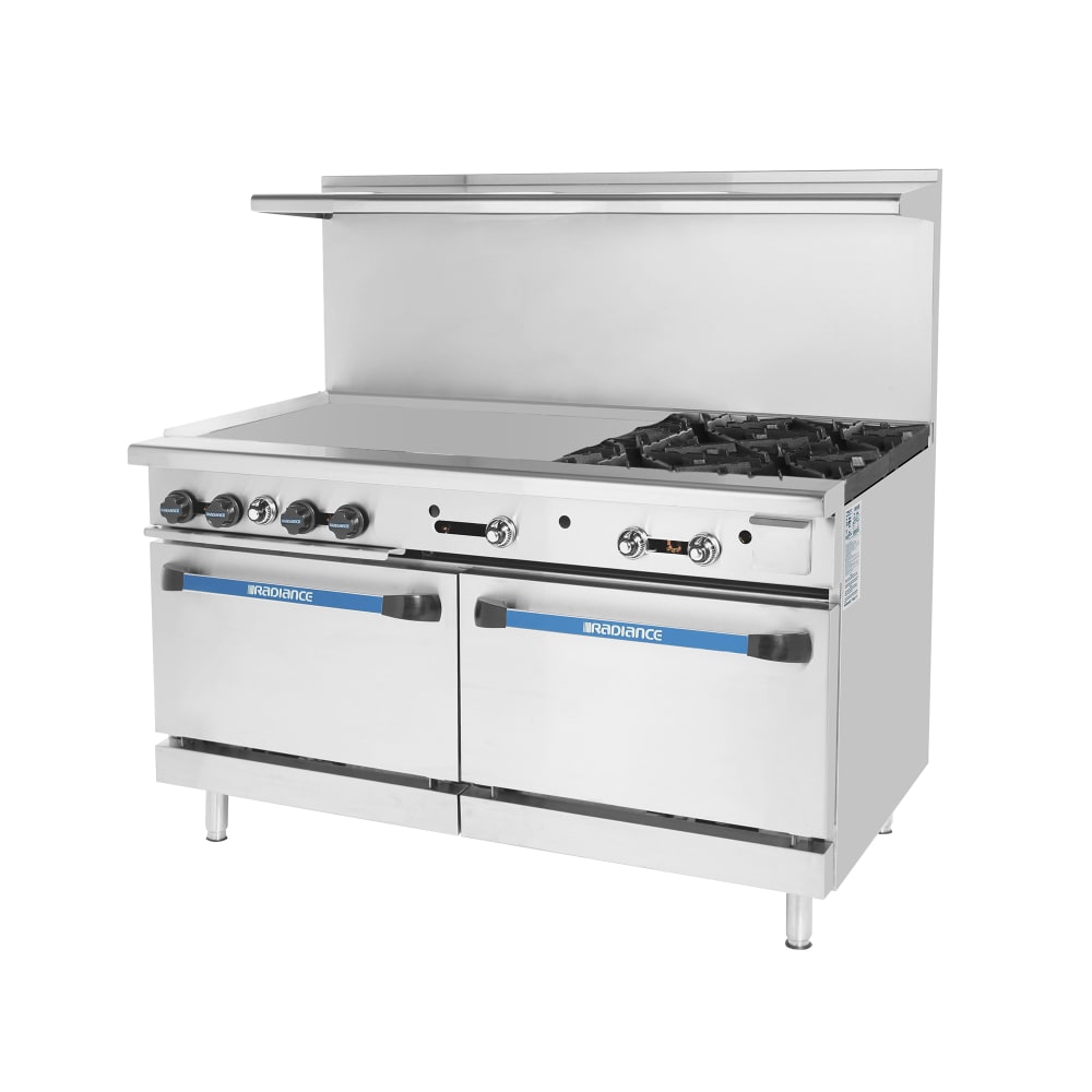Turbo Air TARG-36G4B 60" 4 Burner Gas Range w/ Griddle & (2) Standard Ovens, Natural Gas