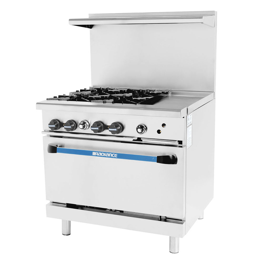 Turbo Air TARG-4B12G 36" 4 Burner Gas Range w/ Griddle & Standard Oven, Natural Gas