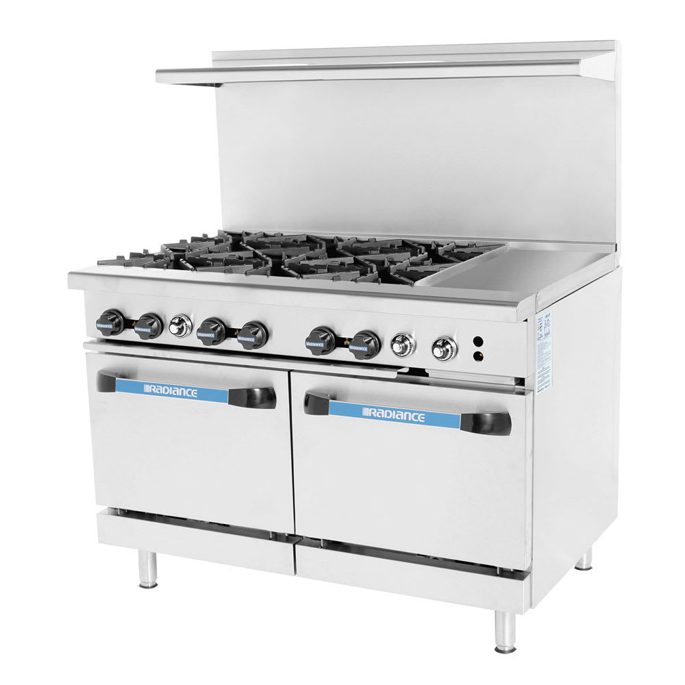 Turbo Air TARG-6B12G 48" 6 Burner Gas Range w/ Griddle & (2) Standard Oven, Natural Gas