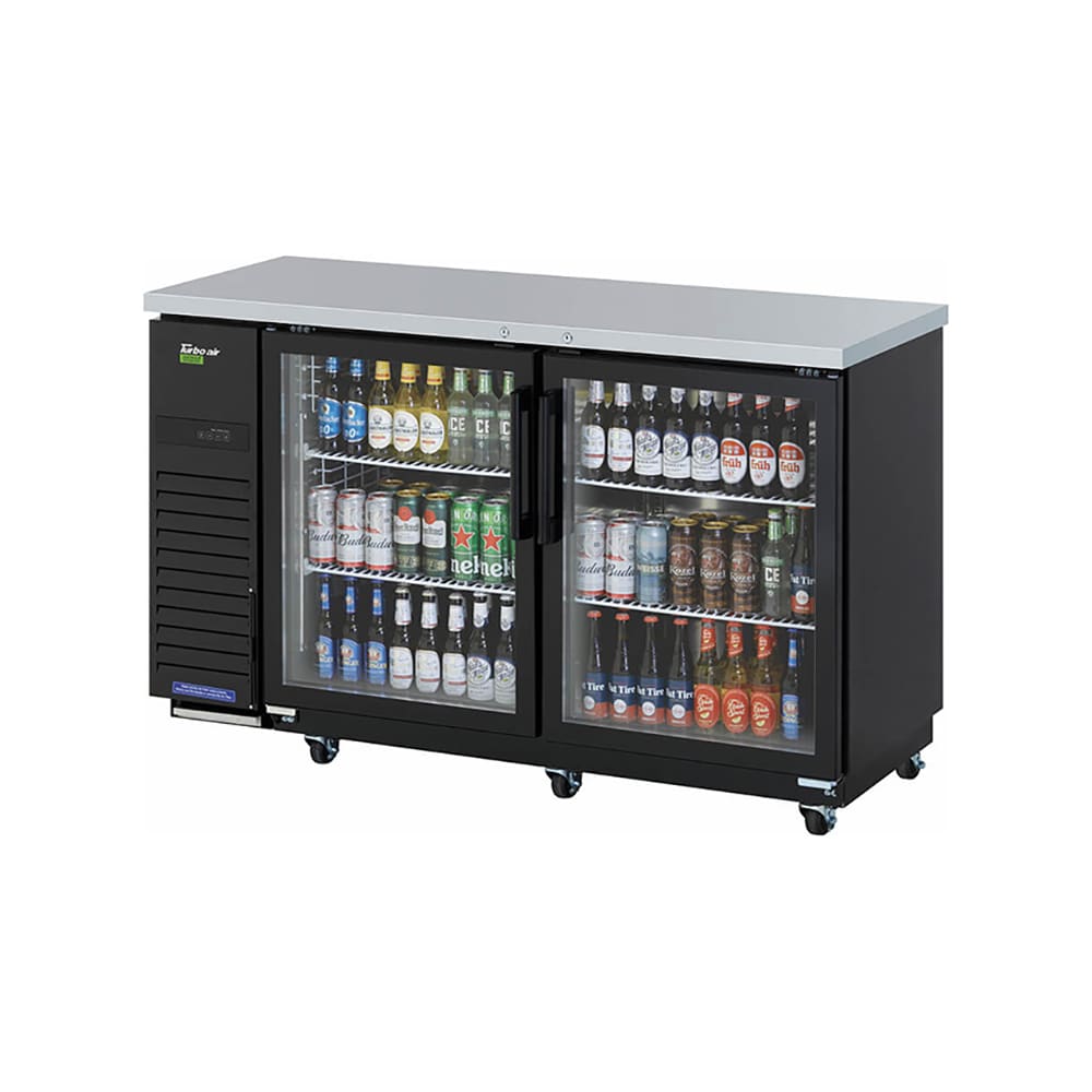 Turbo Air TBB-24-60SGD-N 61 1/8" Bar Refrigerator - 2 Swinging Glass Doors, Black, 115v