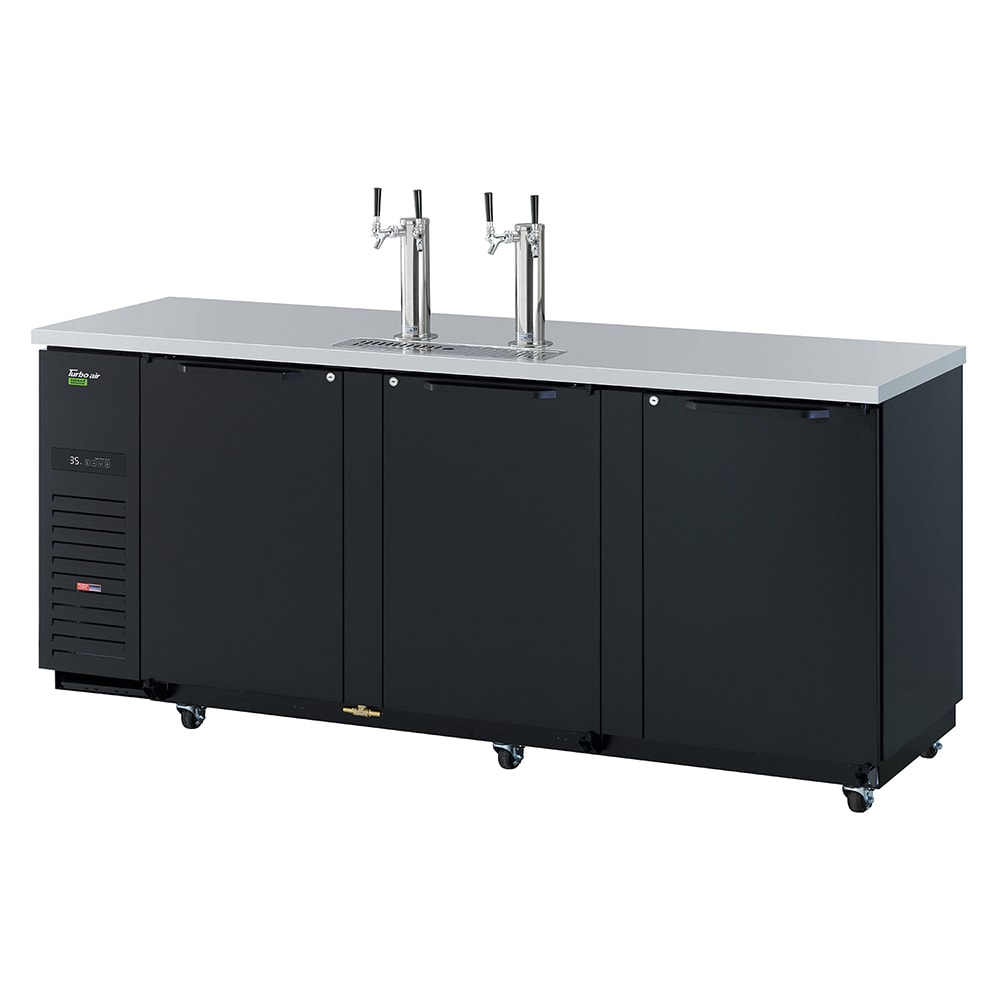 Turbo Air TBD-4SBD-N 90 3/8" Kegerator Beer Dispenser w/ (4) 1/2 Keg Capacity - (2) Columns, Black, 115v