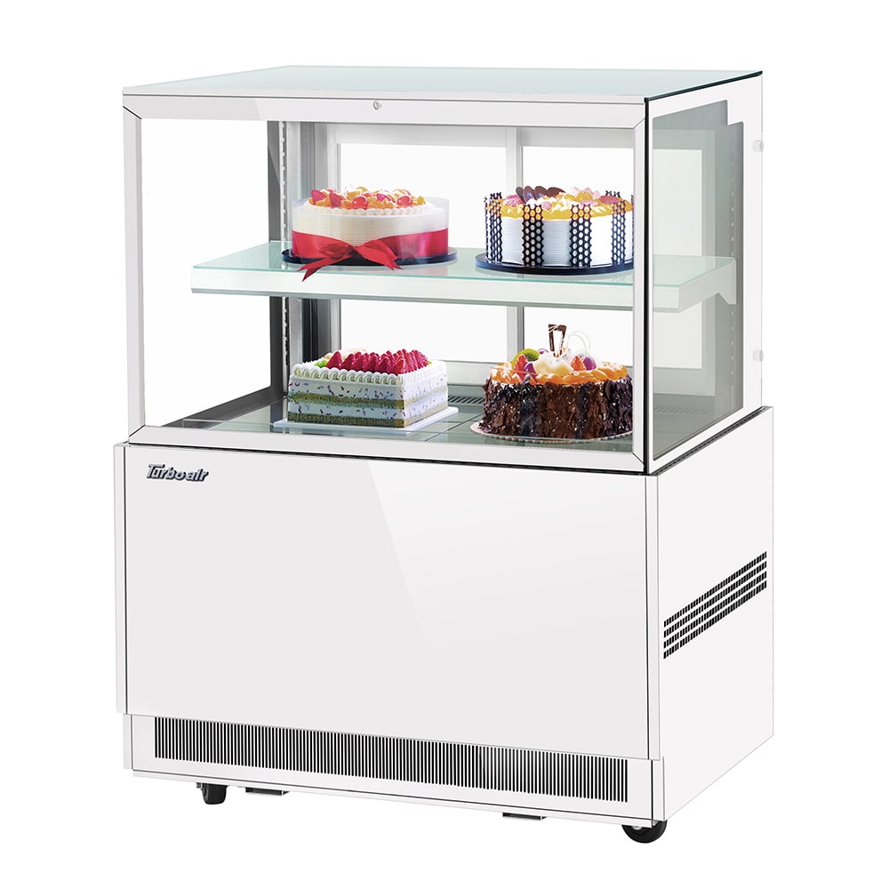 Turbo Air TBP36-46FN-W 35 3/8" Full Service Bakery Case w/ Straight Glass - (2) Levels, 115v
