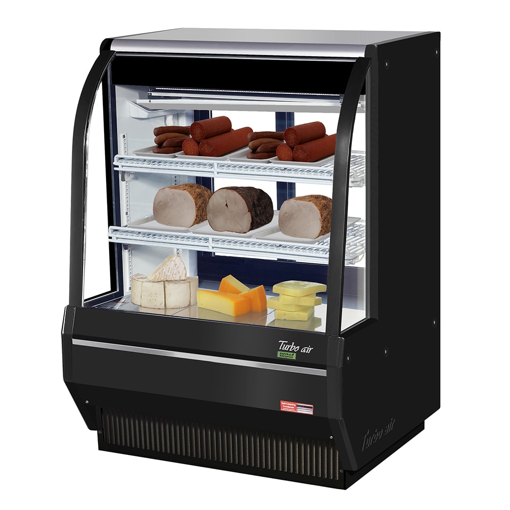 Turbo Air TCDD-36H-B-N 36-1/2" Full Service Deli Case w/ Curved Glass - (3) Levels, 115v