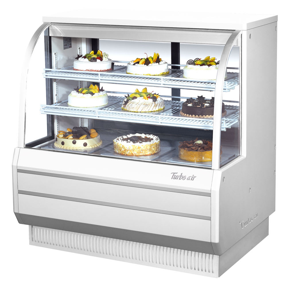 Turbo Air TCGB-48-W-N 48 1/2" Full Service Bakery Display Case w/ Curved Glass - (3) Levels, 115v