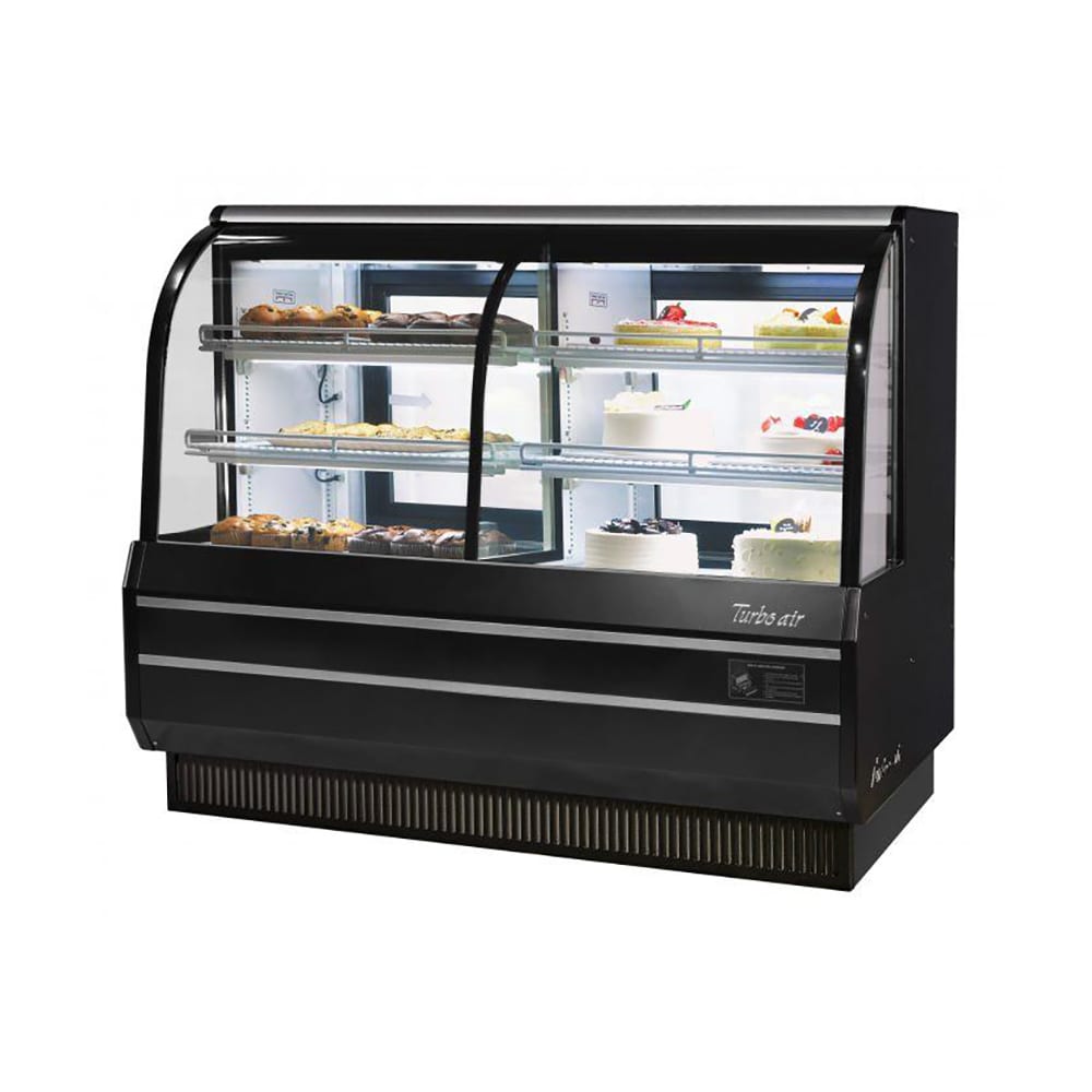 Turbo Air TCGB-60CO-B-N 60 1/2" Full Service Bakery Display Case w/ Curved Glass - (3) Levels, 115v